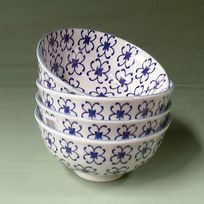 Alistate-Juego de 4 Bowls con Flores Azules
