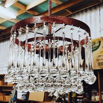 Alistate-Colgante de hierro con tres luces y caireles de vidrio