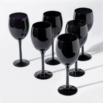 Alistate-Copas de vino cristal color negras x6