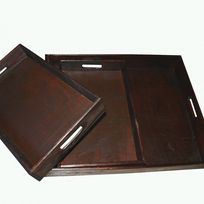 Alistate-Juego de bandejas de madera por 3.