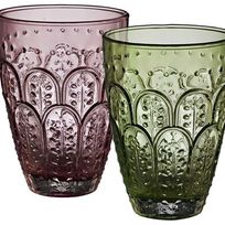 Alistate-Juego 6 vasos de cristal coloreado